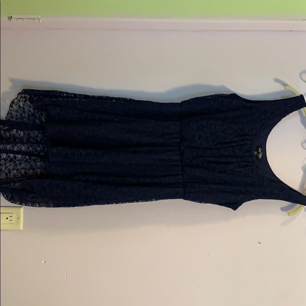 Love Reign dark navy blue lace high low dress